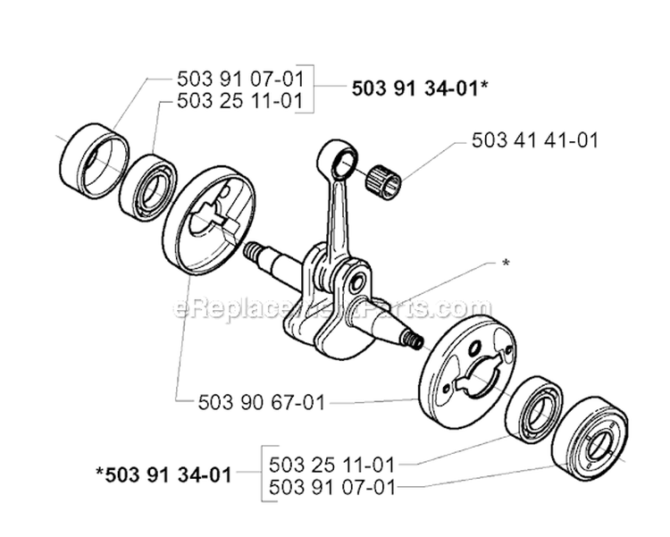 Crankshaft Diagram and Parts List for 232R 2000-04 Husqvarna Brush Cutter