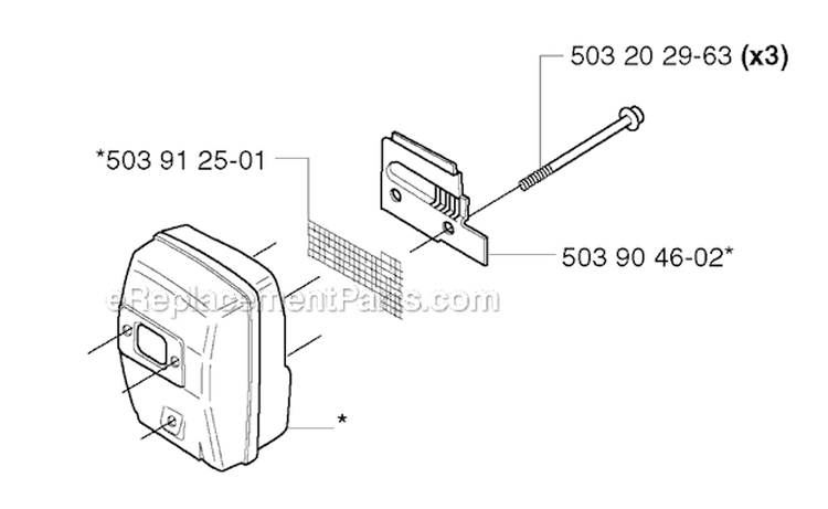 Muffler Diagram and Parts List for 232R 2002-09 Husqvarna Brush Cutter