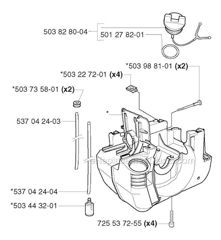 Crankcase Diagram and Parts List for 232R 2002-09 Husqvarna Brush Cutter