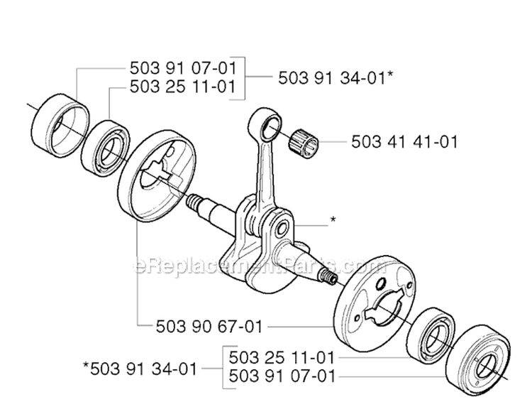 Crankshaft Diagram and Parts List for 232R 2002-09 Husqvarna Brush Cutter