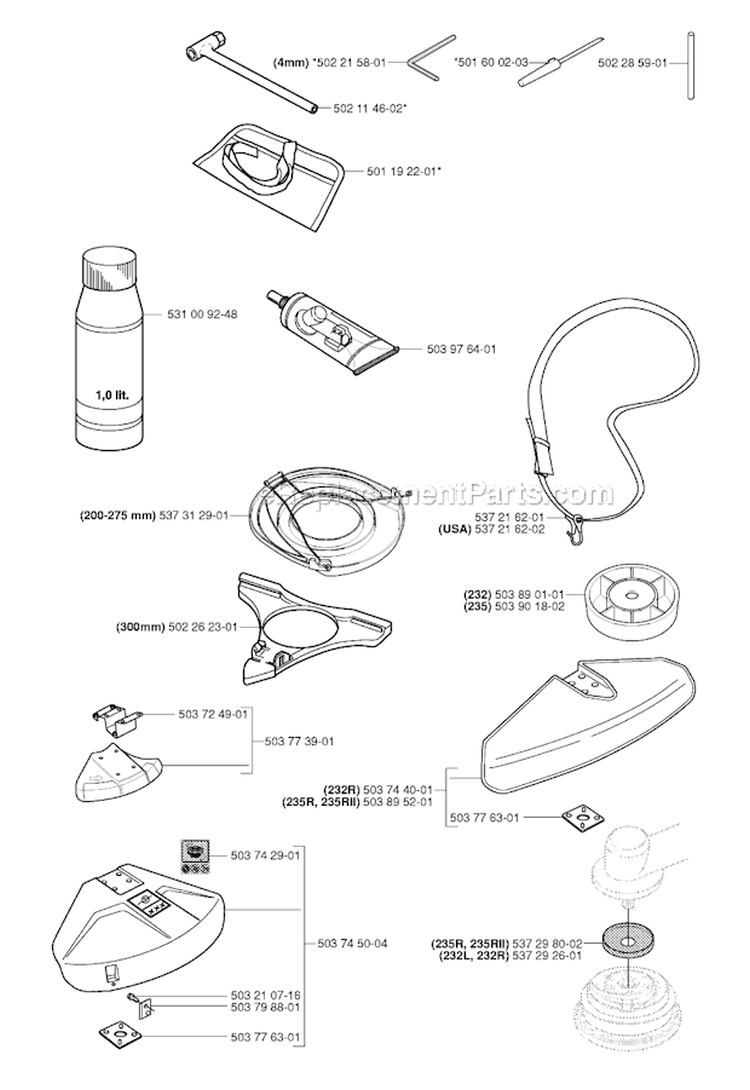 Accessories Diagram and Parts List for 232R 2006-01 Husqvarna Brush Cutter