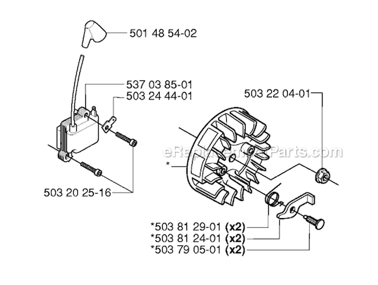 Ignition System Diagram and Parts List for 232R 2006-01 Husqvarna Brush Cutter