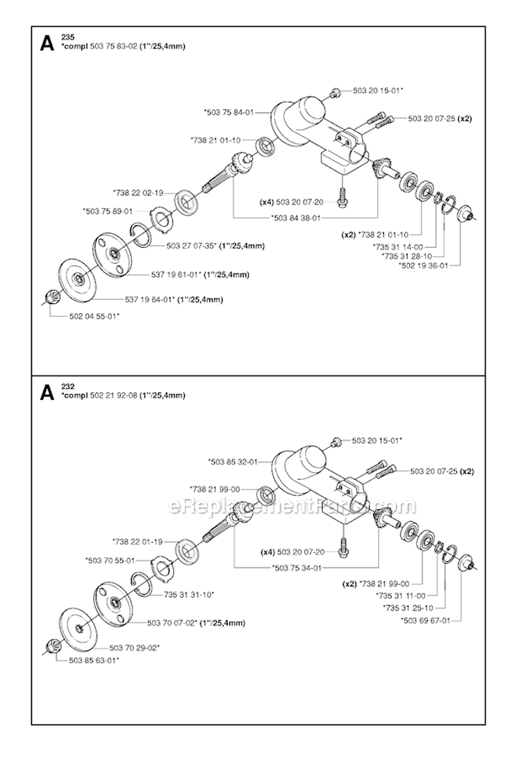 Bevel Gear  Shaft 2 Diagram and Parts List for 232R 2006-01 Husqvarna Brush Cutter
