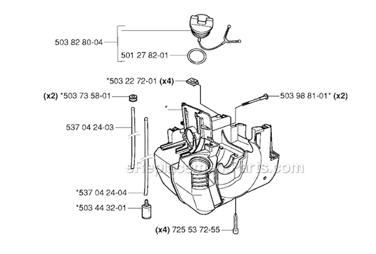 Fuel Tank Diagram and Parts List for 232R 2006-01 Husqvarna Brush Cutter