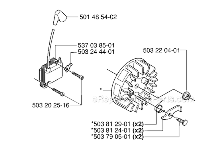 Ignition System Diagram and Parts List for 232R 2006-04 Husqvarna Brush Cutter