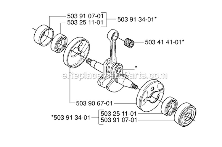 Crankshaft Diagram and Parts List for 232R 2006-04 Husqvarna Brush Cutter