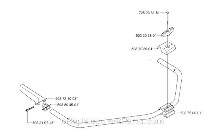 Handle Diagram and Parts List for 232R 2006-04 Husqvarna Brush Cutter