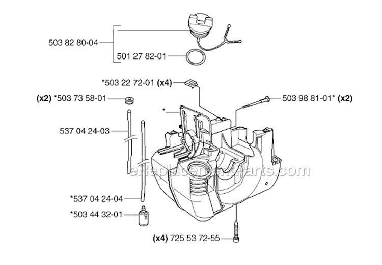 Housing Diagram and Parts List for 232R 2007-01 Husqvarna Brush Cutter