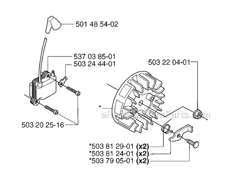 Ignition System Diagram and Parts List for 232R 2007-01 Husqvarna Brush Cutter