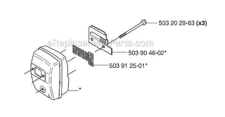 Muffler Diagram and Parts List for 232R 2007-01 Husqvarna Brush Cutter