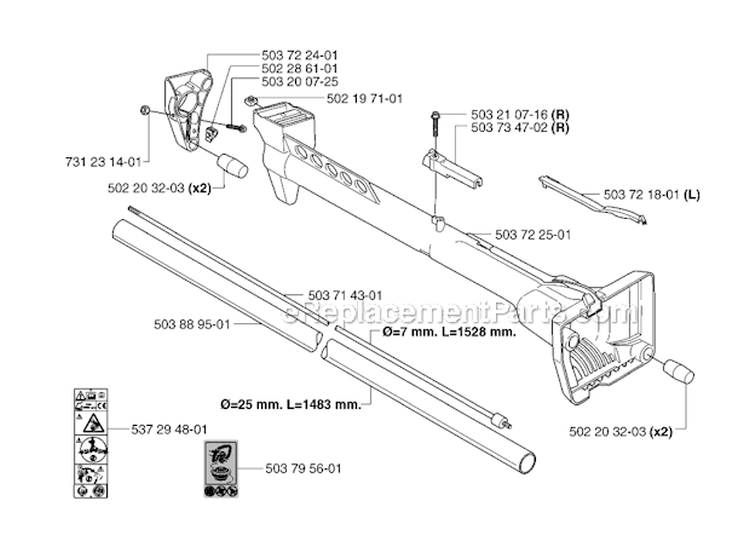 Shaft Diagram and Parts List for 232R 2007-01 Husqvarna Brush Cutter