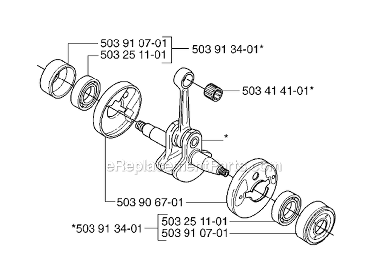 Crankshaft Diagram and Parts List for 232R 2007-01 Husqvarna Brush Cutter