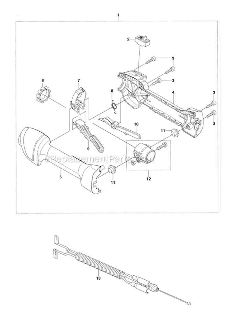 Throttle Controls Diagram and Parts List for 233RJ 2009-01 Husqvarna Brush Cutter