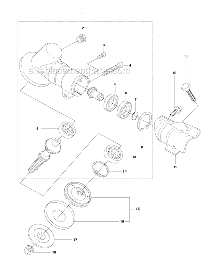 Bevel Gear Diagram and Parts List for 233RJ 2009-01 Husqvarna Brush Cutter