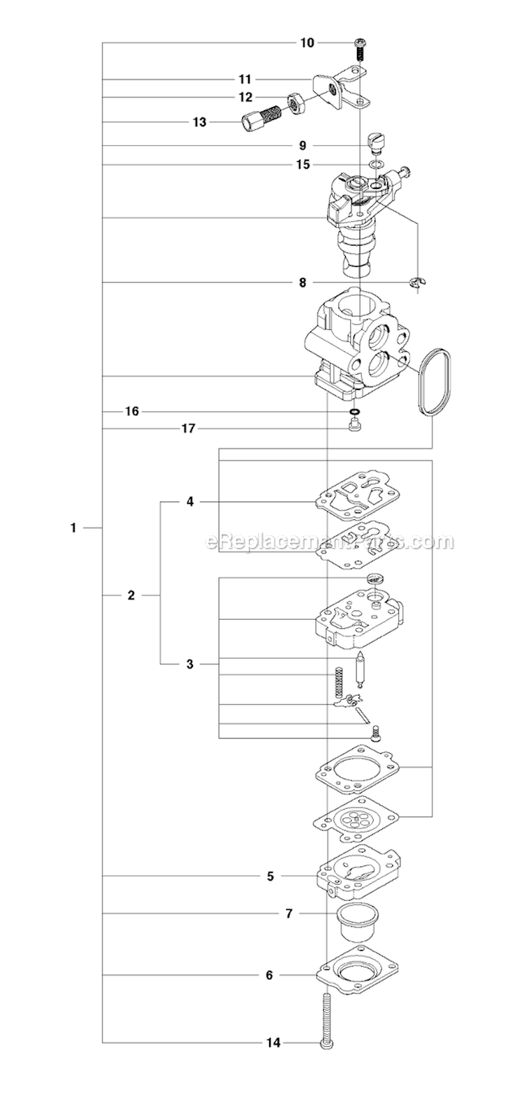 Carburetor Diagram and Parts List for 233RJ 2009-01 Husqvarna Brush Cutter