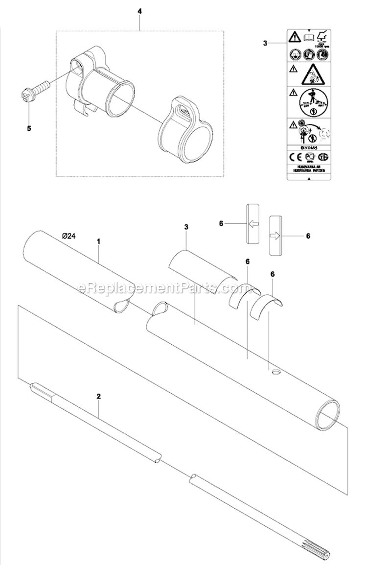 Shaft Diagram and Parts List for 233RJ 2011-07 Husqvarna Brush Cutter