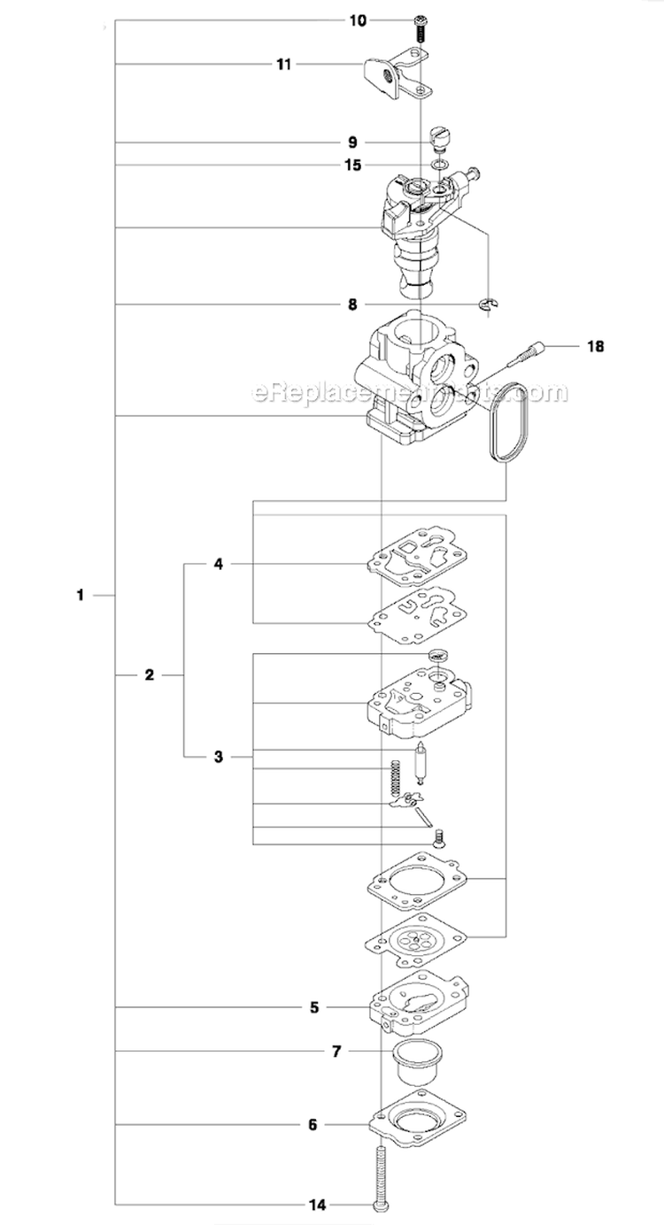 Carburetor Diagram and Parts List for 233RJ 2011-07 Husqvarna Brush Cutter