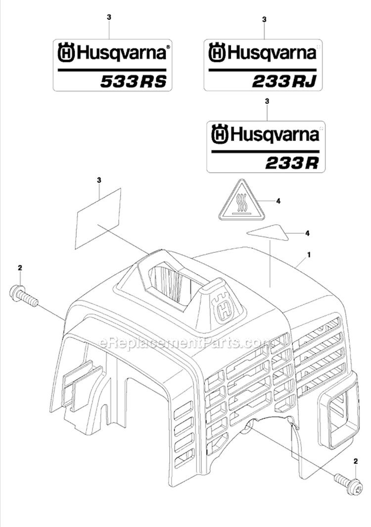 Cylinder Cover Diagram and Parts List for 233RJ 2011-07 Husqvarna Brush Cutter