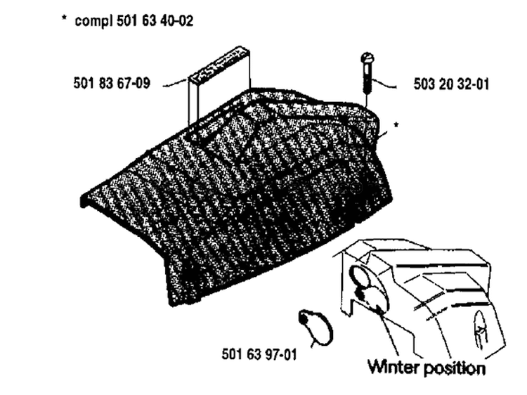Page M Diagram and Parts List for 234 1983-01 Husqvarna Chainsaw