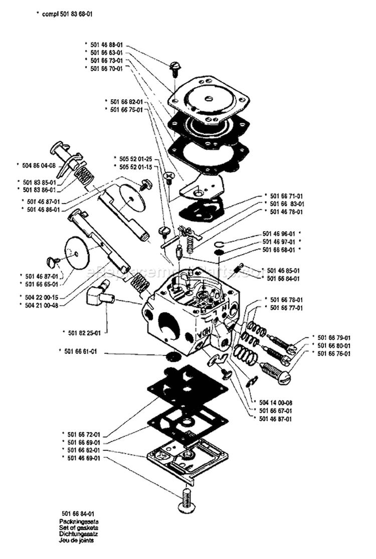 Page B Diagram and Parts List for 234 1983-01 Husqvarna Chainsaw