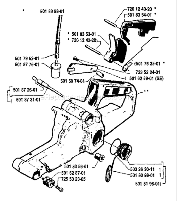Page K Diagram and Parts List for 234 1984-04 Husqvarna Chainsaw