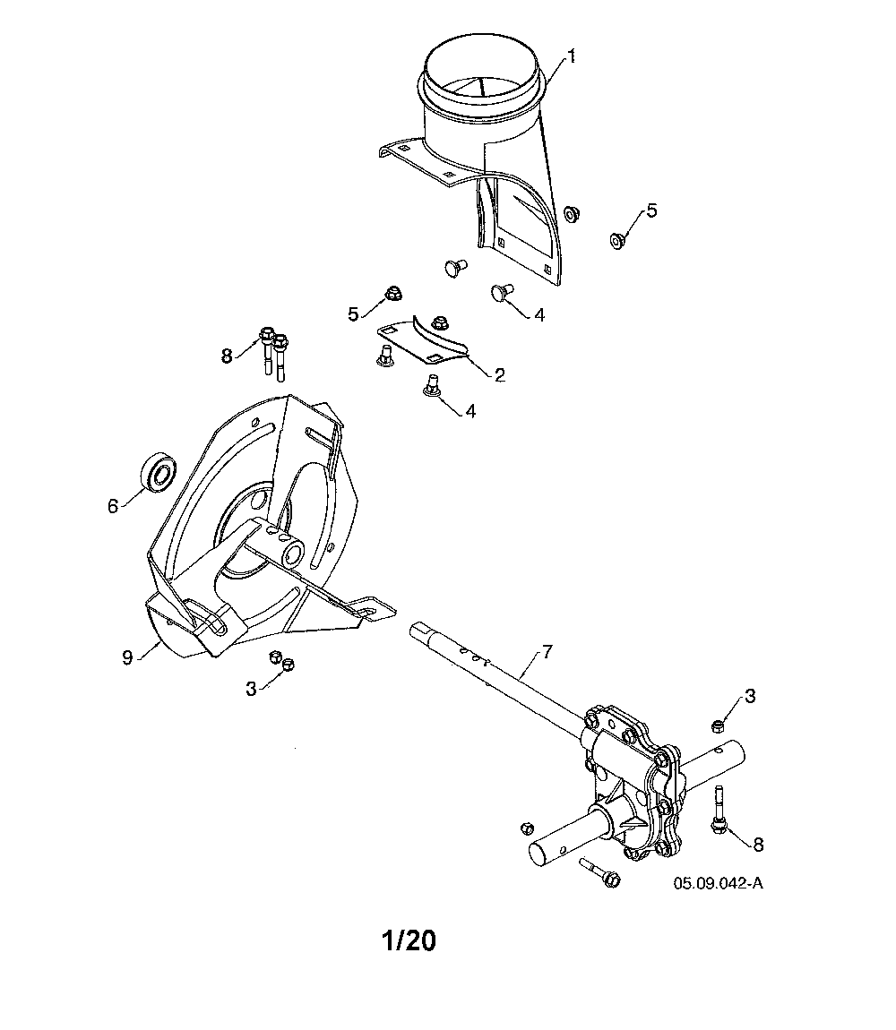 Impeller/discharge chute Diagram and Parts List for 96193009605  Husqvarna Snow Blower