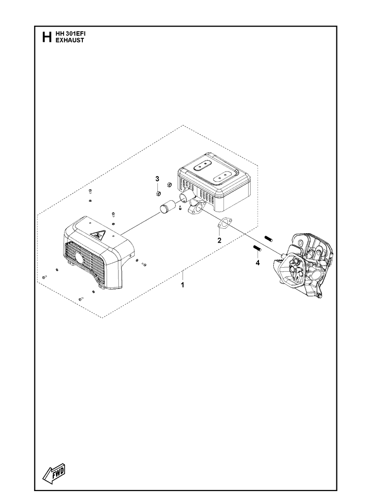 Exhaust Diagram and Parts List for 598610301 2021-07 Husqvarna Engine