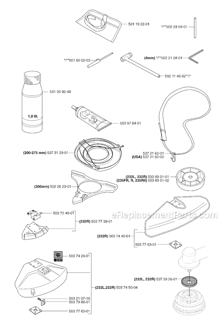 Accessories Diagram and Parts List for 235FR 2007-01 Husqvarna Brush Cutter
