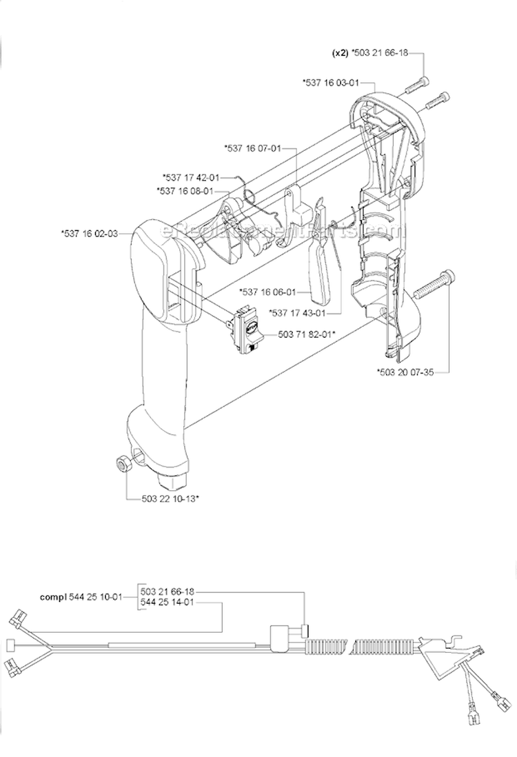 Handle  Controls Diagram and Parts List for 235FR 2007-01 Husqvarna Brush Cutter