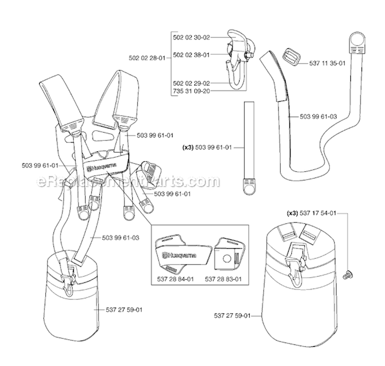 Harness Diagram and Parts List for 235FR 2007-01 Husqvarna Brush Cutter