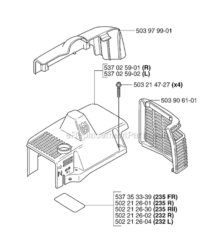 Cylinder Cover Diagram and Parts List for 235FR 2007-01 Husqvarna Brush Cutter