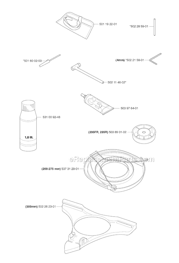 Accessories Diagram and Parts List for 235FR 2009-05 Husqvarna Brush Cutter