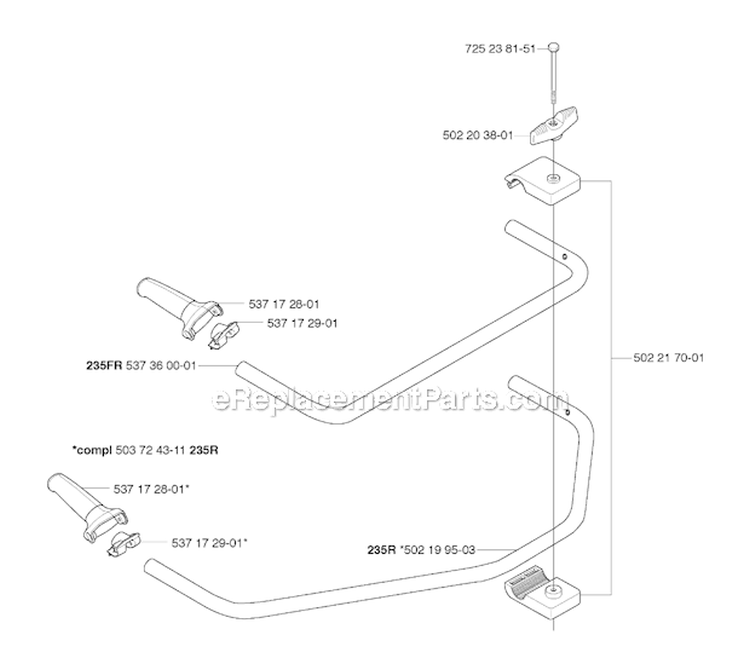 Handle Diagram and Parts List for 235FR 2009-05 Husqvarna Brush Cutter