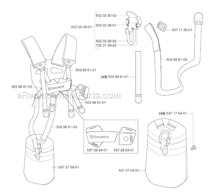 Harness Diagram and Parts List for 235FR 2009-05 Husqvarna Brush Cutter