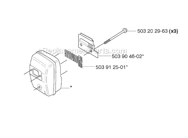 Muffler Diagram and Parts List for 235FR 2009-05 Husqvarna Brush Cutter