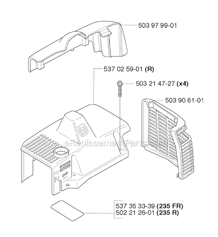 Cylinder Cover Diagram and Parts List for 235FR 2009-05 Husqvarna Brush Cutter