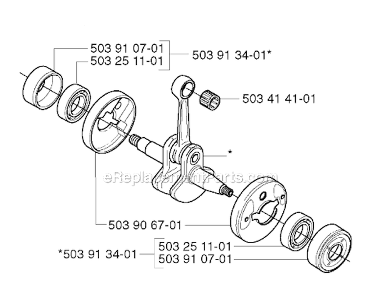 Crankshaft Diagram and Parts List for 235RII 2002-09 Husqvarna Brush Cutter