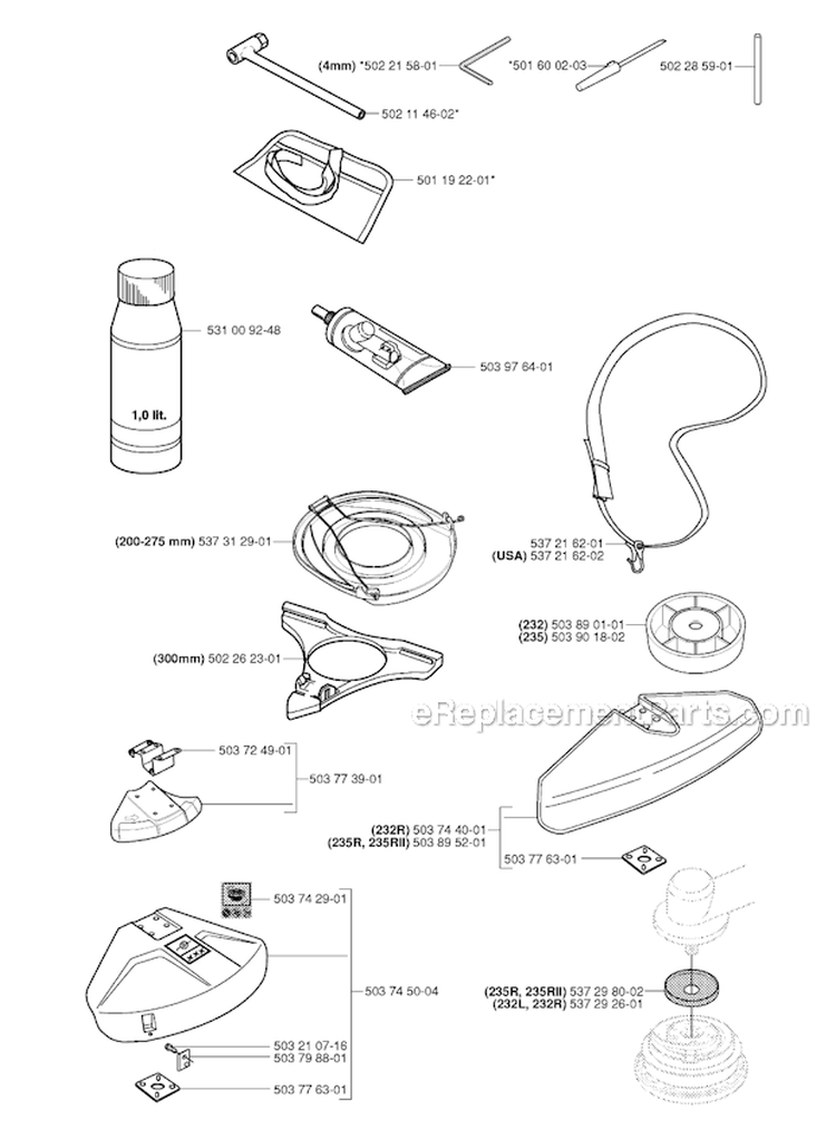 Accessories Diagram and Parts List for 235RII 2006-01 Husqvarna Brush Cutter