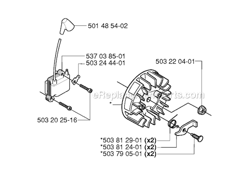 Ignition System Diagram and Parts List for 235RII 2006-01 Husqvarna Brush Cutter