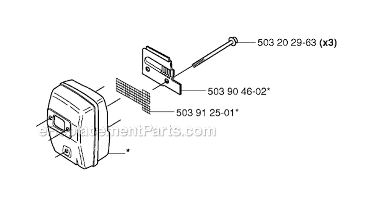 Muffler Diagram and Parts List for 235RII 2006-01 Husqvarna Brush Cutter