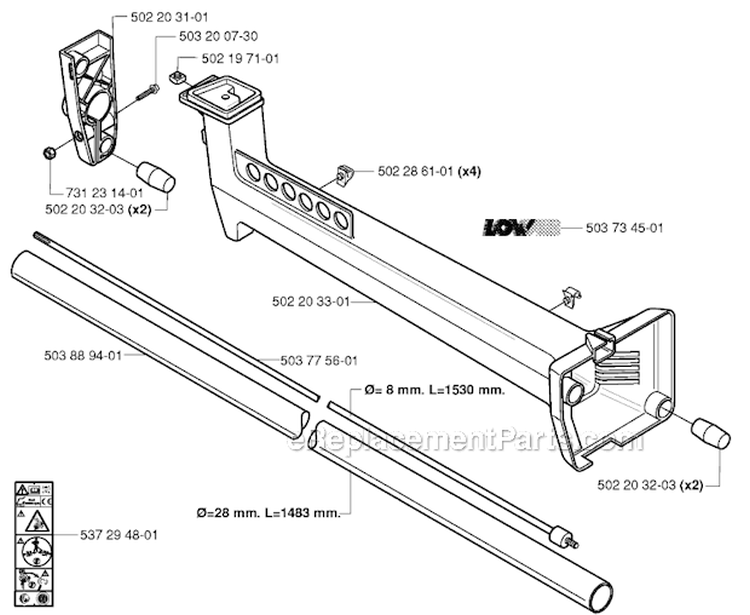 Shaft Diagram and Parts List for 235RII 2006-01 Husqvarna Brush Cutter