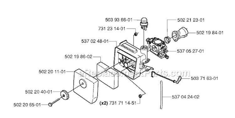 Carburetor  Air Filter Diagram and Parts List for 235RII 2006-01 Husqvarna Brush Cutter