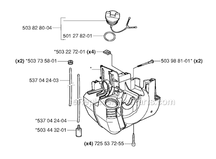 Fuel Tank Diagram and Parts List for 235RII 2006-01 Husqvarna Brush Cutter