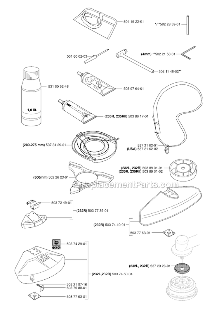 Accessories Diagram and Parts List for 235RII 2006-04 Husqvarna Brush Cutter