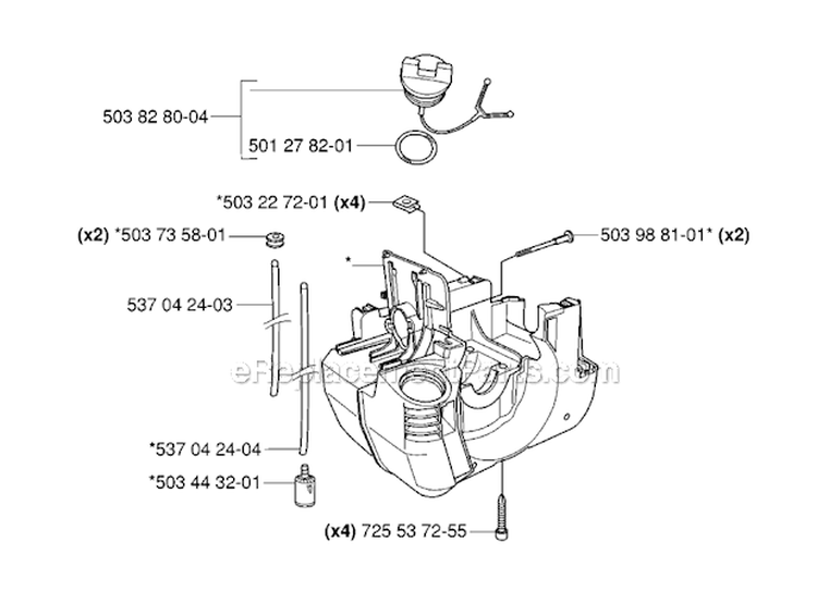 Housing Diagram and Parts List for 235RII 2006-04 Husqvarna Brush Cutter