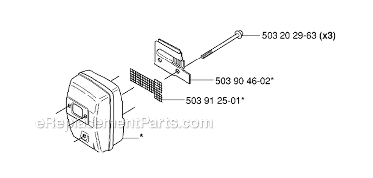 Muffler Diagram and Parts List for 235RII 2006-04 Husqvarna Brush Cutter