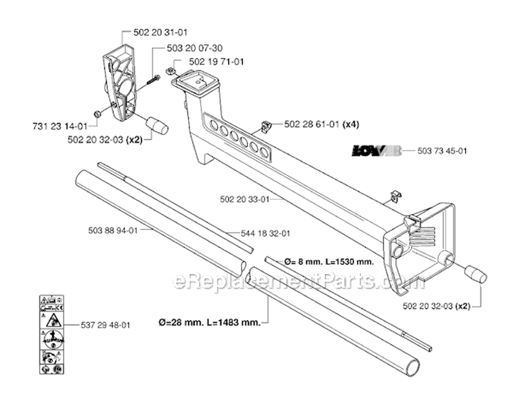 Tower Diagram and Parts List for 235RII 2006-04 Husqvarna Brush Cutter