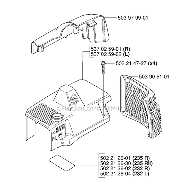 Cover Diagram and Parts List for 235RII 2006-04 Husqvarna Brush Cutter