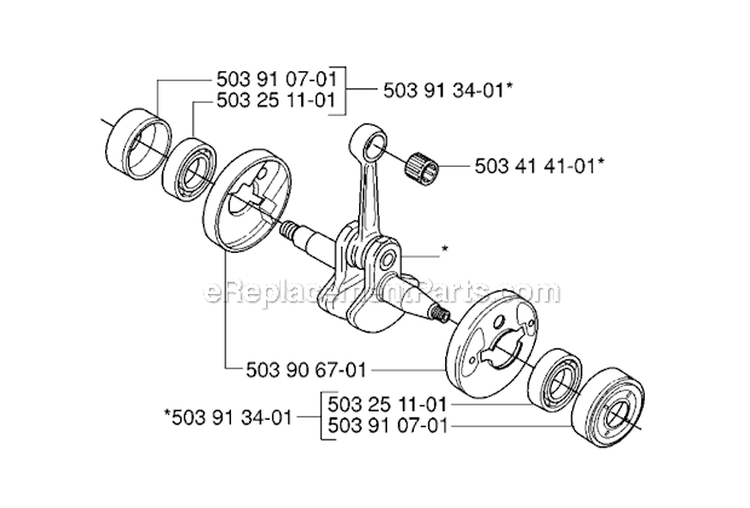 Crankshaft Diagram and Parts List for 235RII 2006-04 Husqvarna Brush Cutter