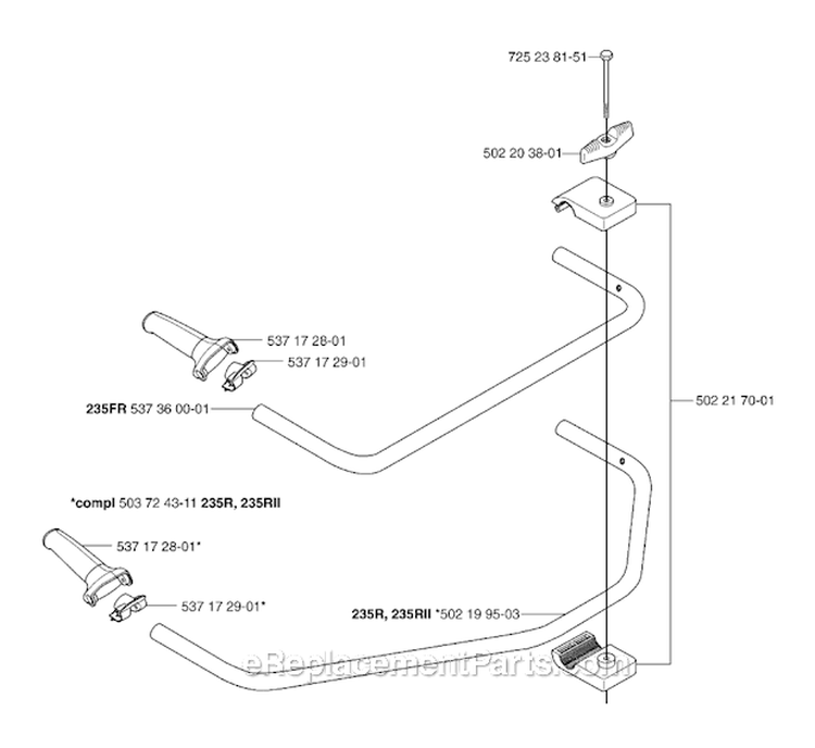 Handle Diagram and Parts List for 235RII 2007-01 Husqvarna Brush Cutter